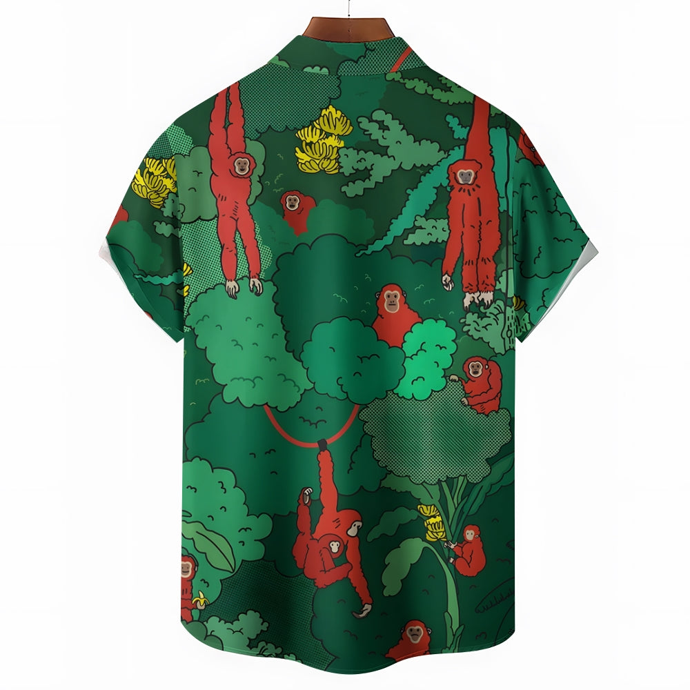 Men's Forest Monkey Casual Short Sleeve Shirt 2403000172