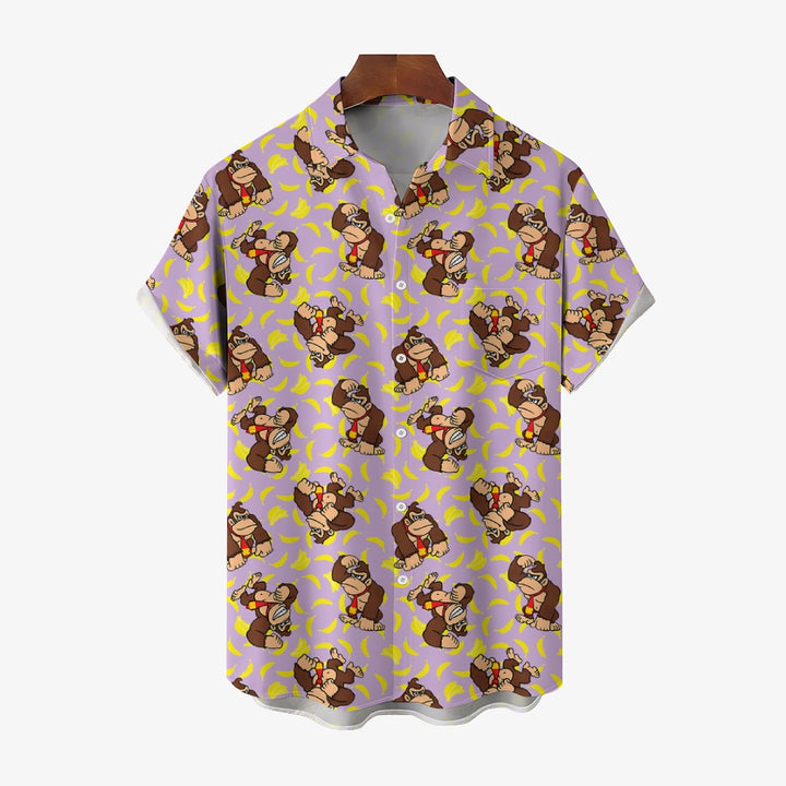 Mens Fashionable Monkey Print Shirt 2409003489