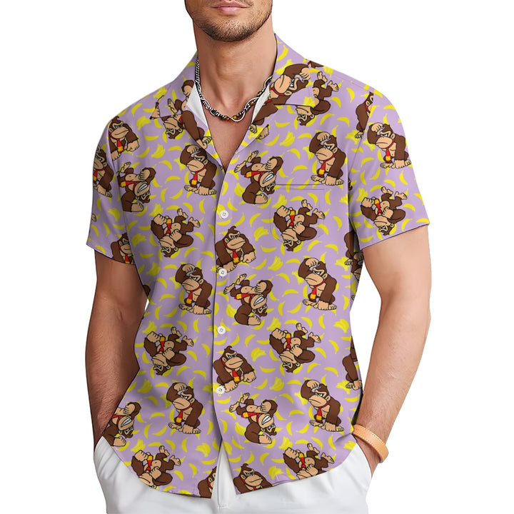 Mens Fashionable Monkey Print Shirt