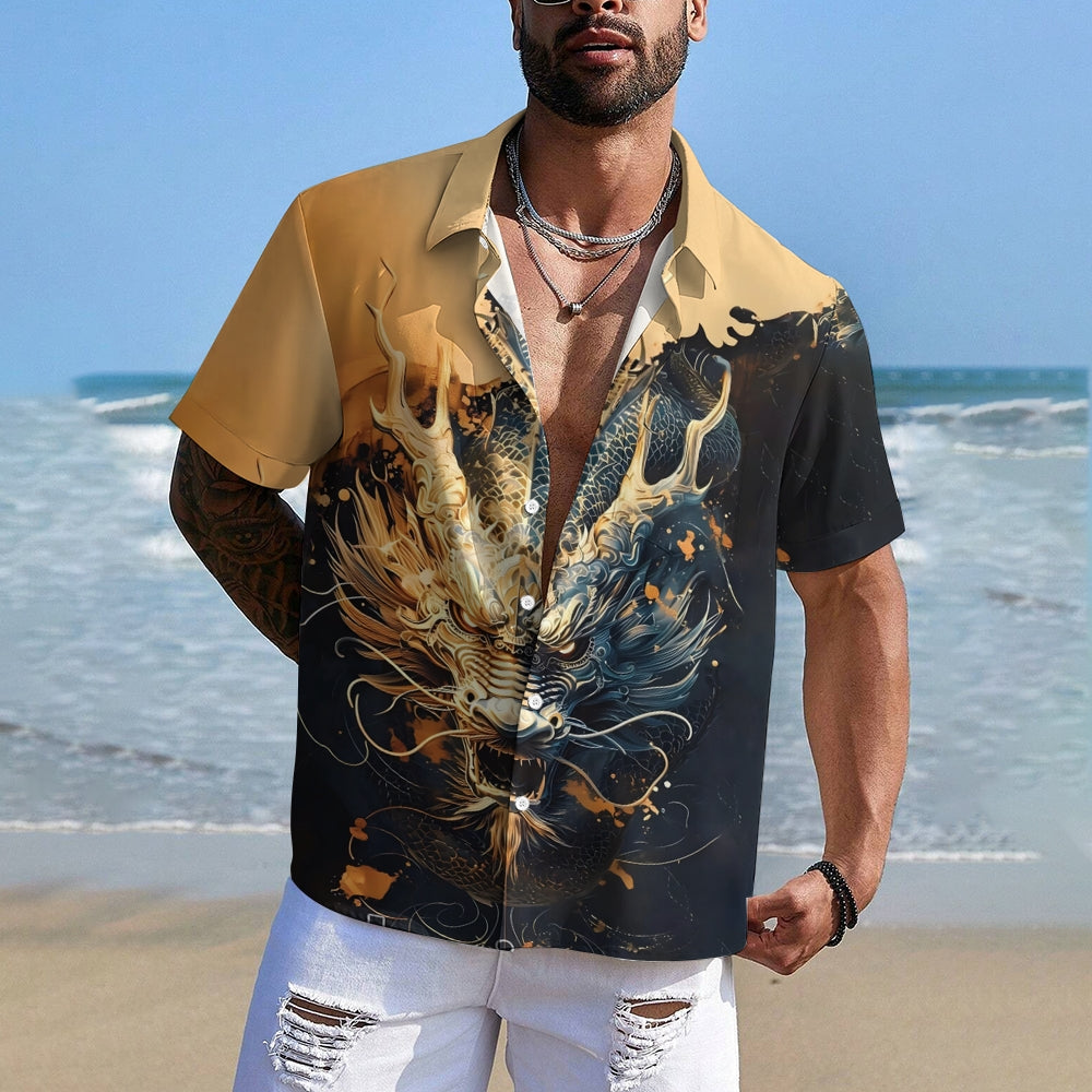 Men's Shenlong Casual Short Sleeve Shirt 2403000152