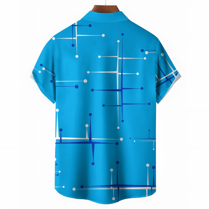 50s Vintage Mid Century Geometric Men's Bowling Shirt 2405001939