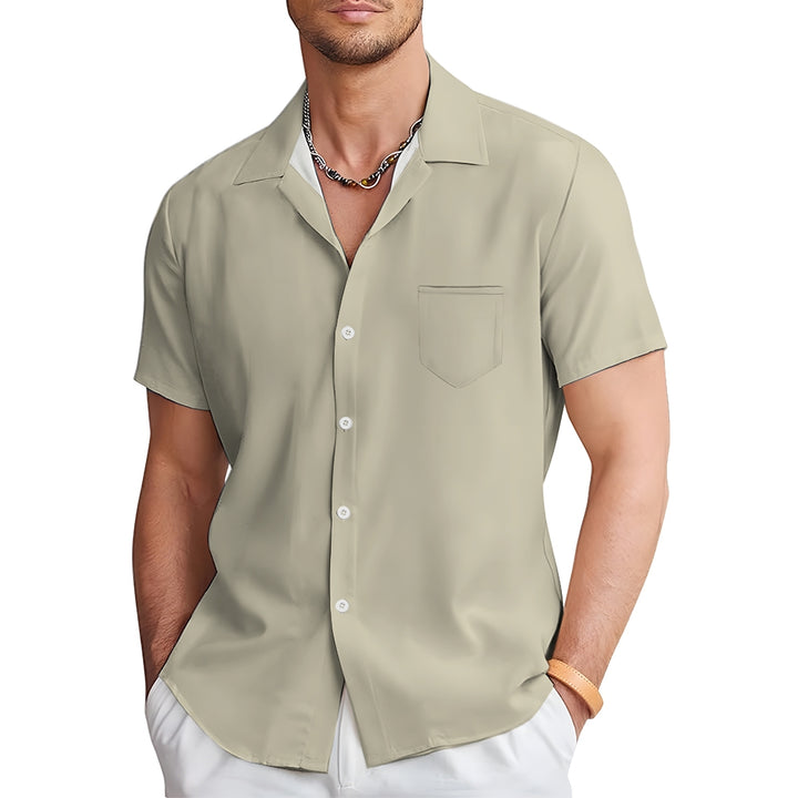 Men's Solid Color Casual Short Sleeve Shirt 2312000443