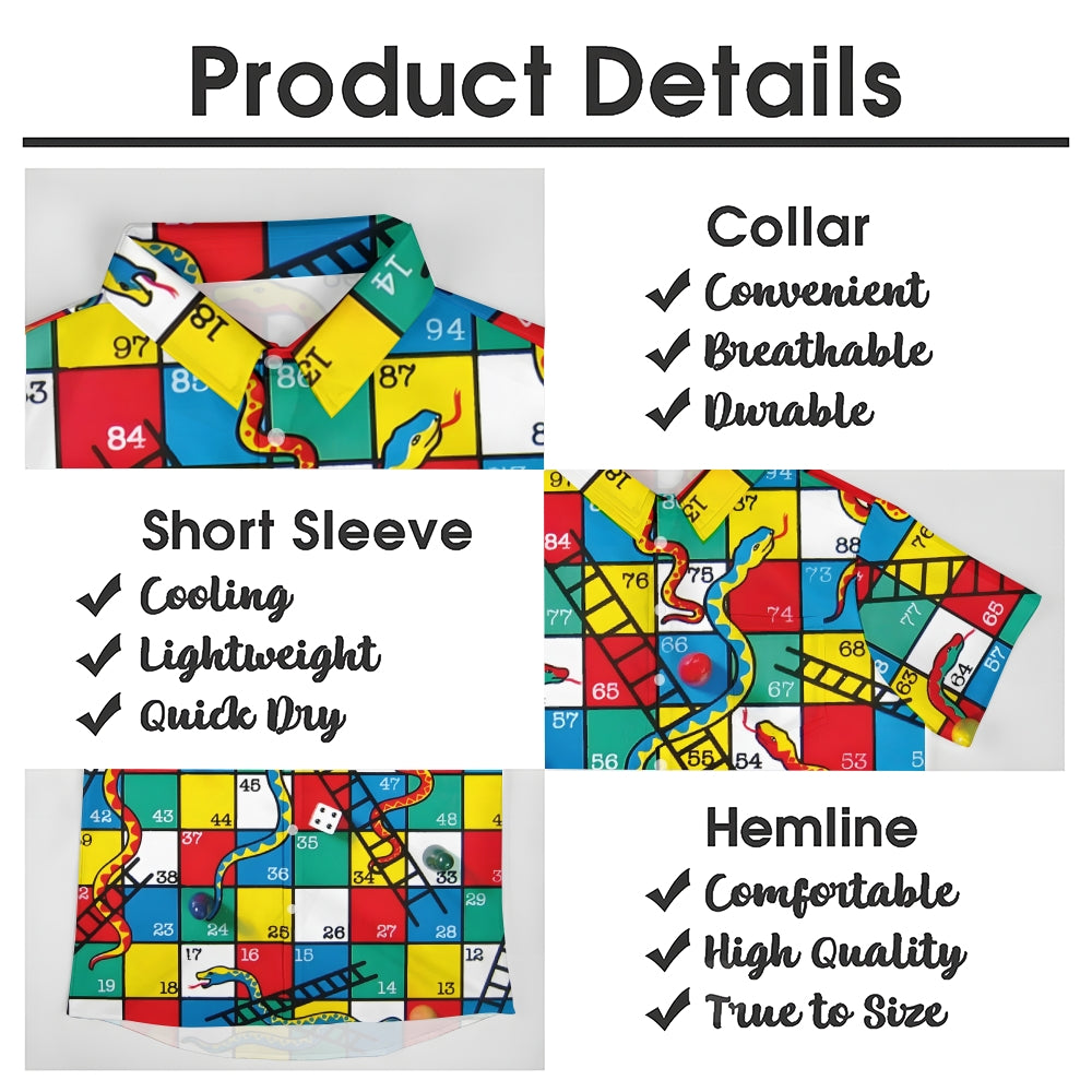 Men's Snakes N Ladders Print Casual Short Sleeve Shirt 2306102513