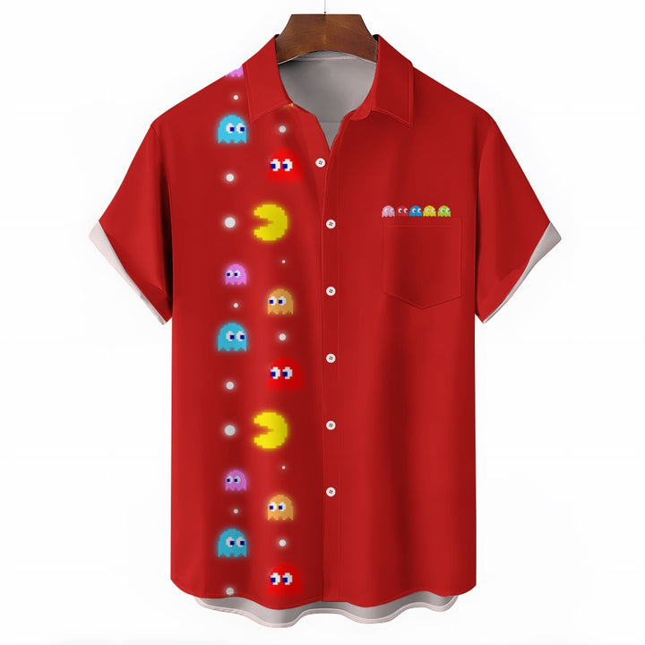 Navy Pac-Man Game Hawaiian Short Sleeve Shirt 2407004747