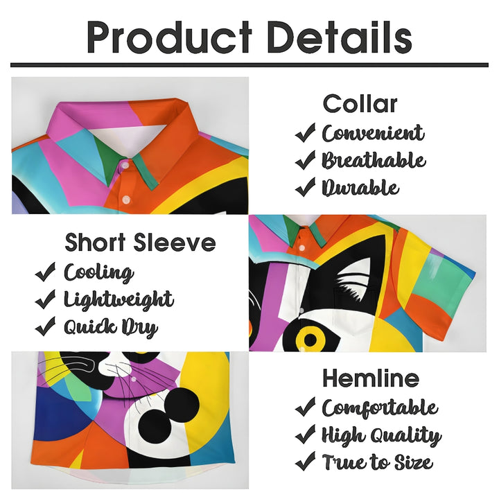 Men's Plus Size Casual Abstract Cat Print Shirt 2408005776