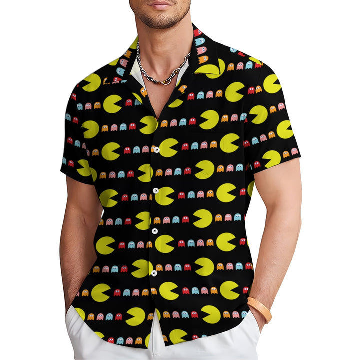 Black Cartoon Nostalgic Movie Characters Fun Hawaiian Printing Shirt 2408005803