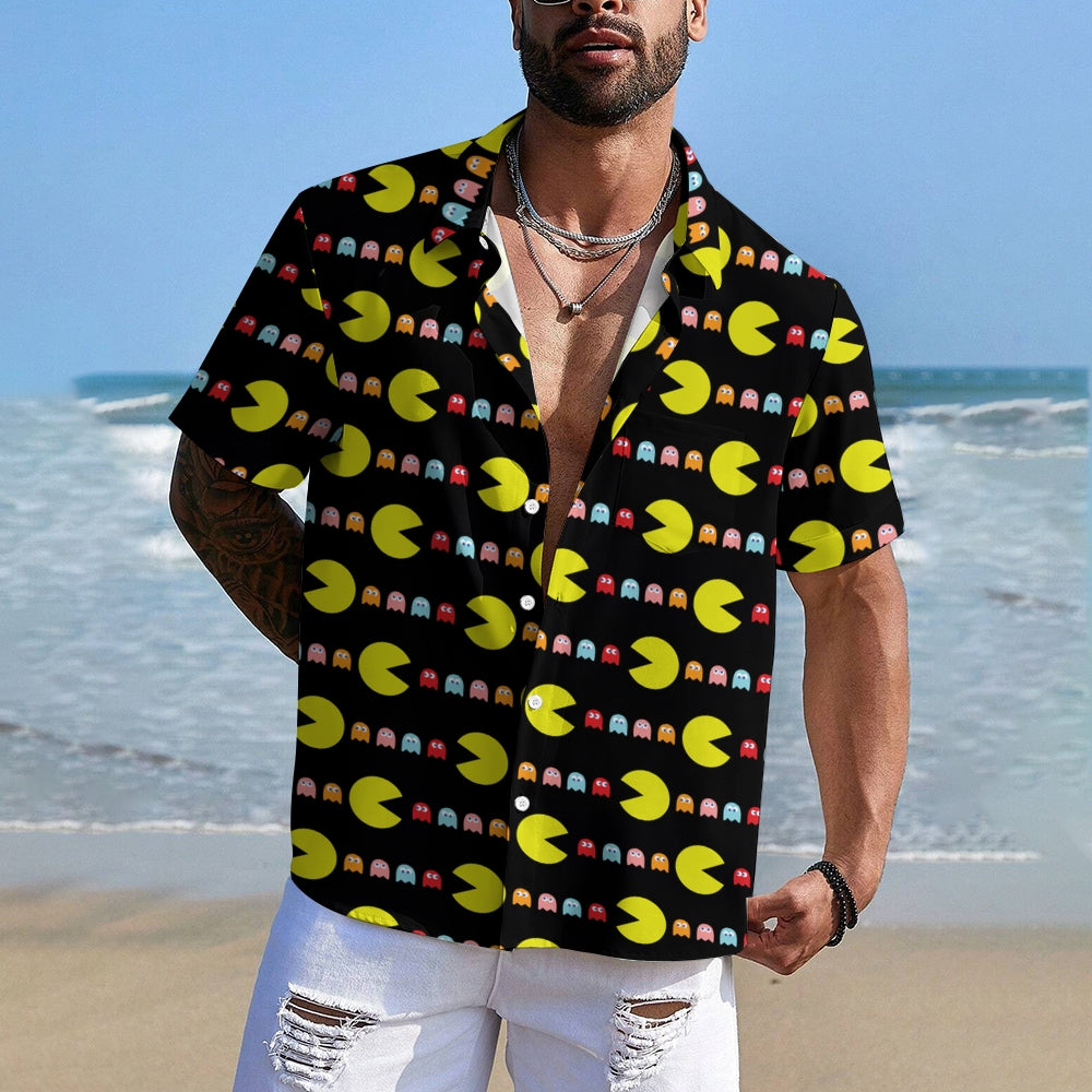 Black Cartoon Nostalgic Movie Characters Fun Hawaiian Printing Shirt 2408005803