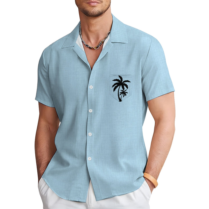 Men's Casual Hawaiian Print Button-Down Short Sleeve Shirt 2408005856