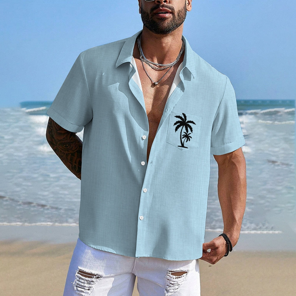 Men's Casual Hawaiian Print Button-Down Short Sleeve Shirt 2408005856