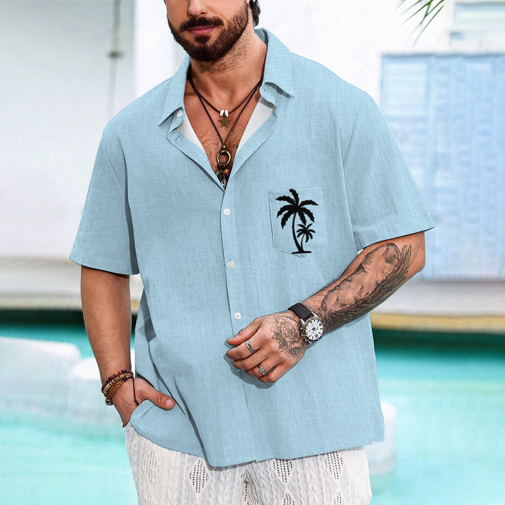 Men's Casual Hawaiian Print Button-Down Short Sleeve Shirt 2408005856