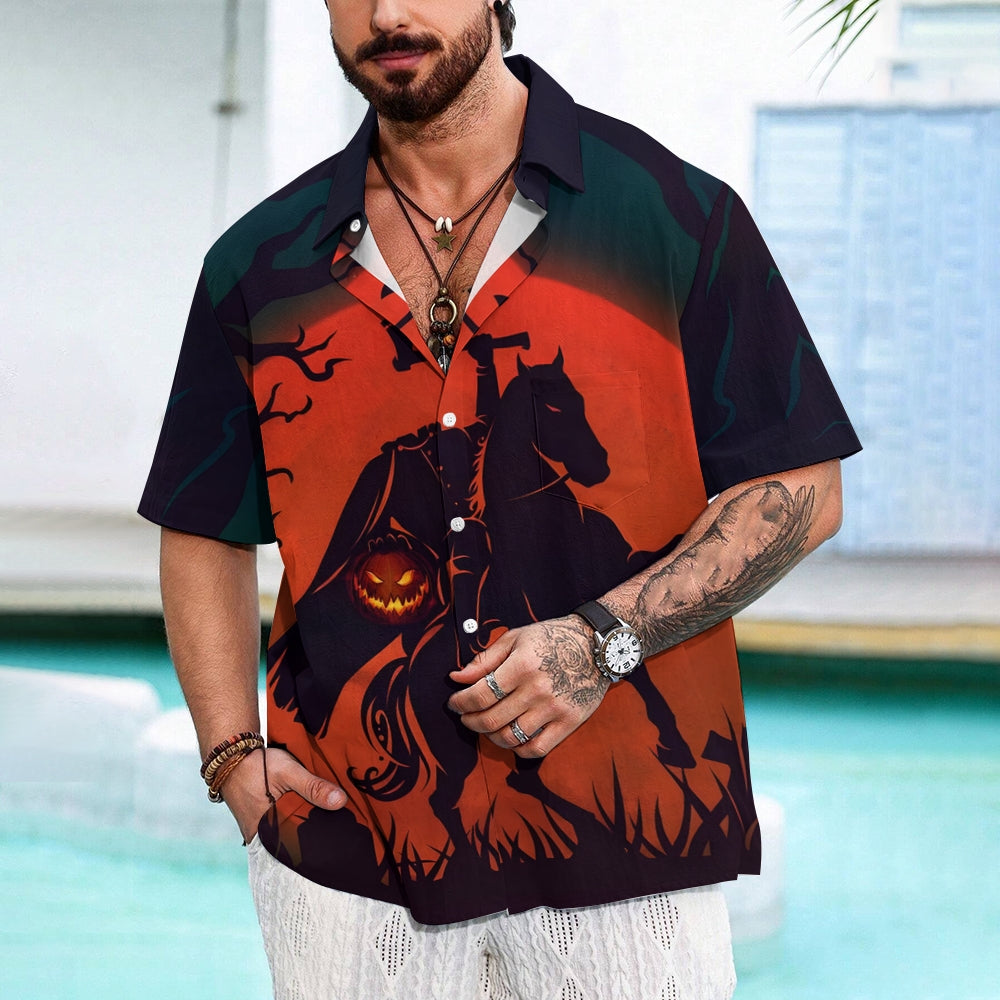 Men's Halloween print short-sleeved shirt 2408005943