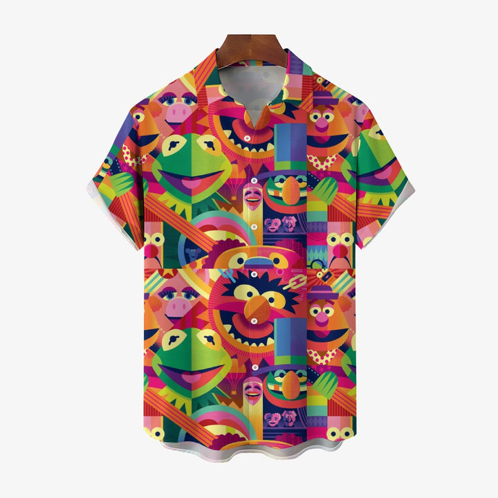 Cartoon Character Printed Casual Short Sleeve Shirt 2408006295