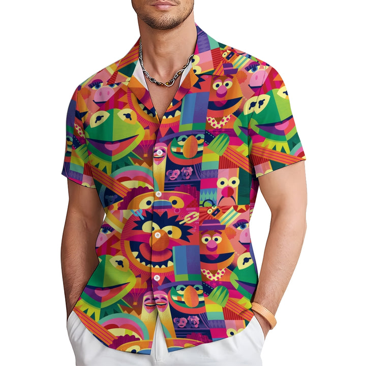 Cartoon Character Printed Casual Short Sleeve Shirt 2408006295