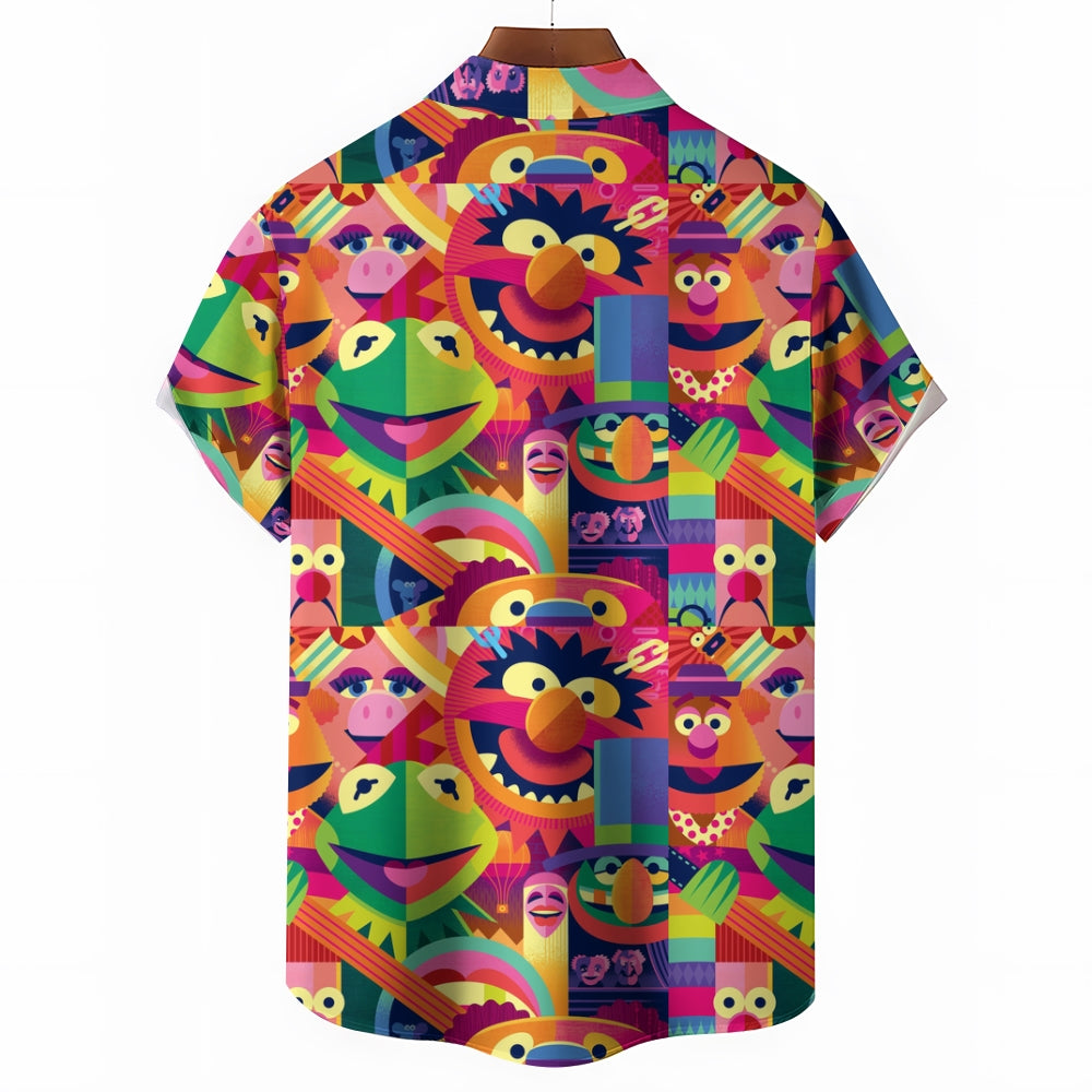 Cartoon Character Printed Casual Short Sleeve Shirt 2408006295