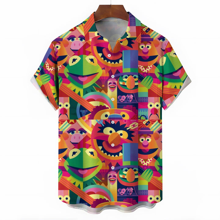 Cartoon Character Printed Casual Short Sleeve Shirt 2408006295