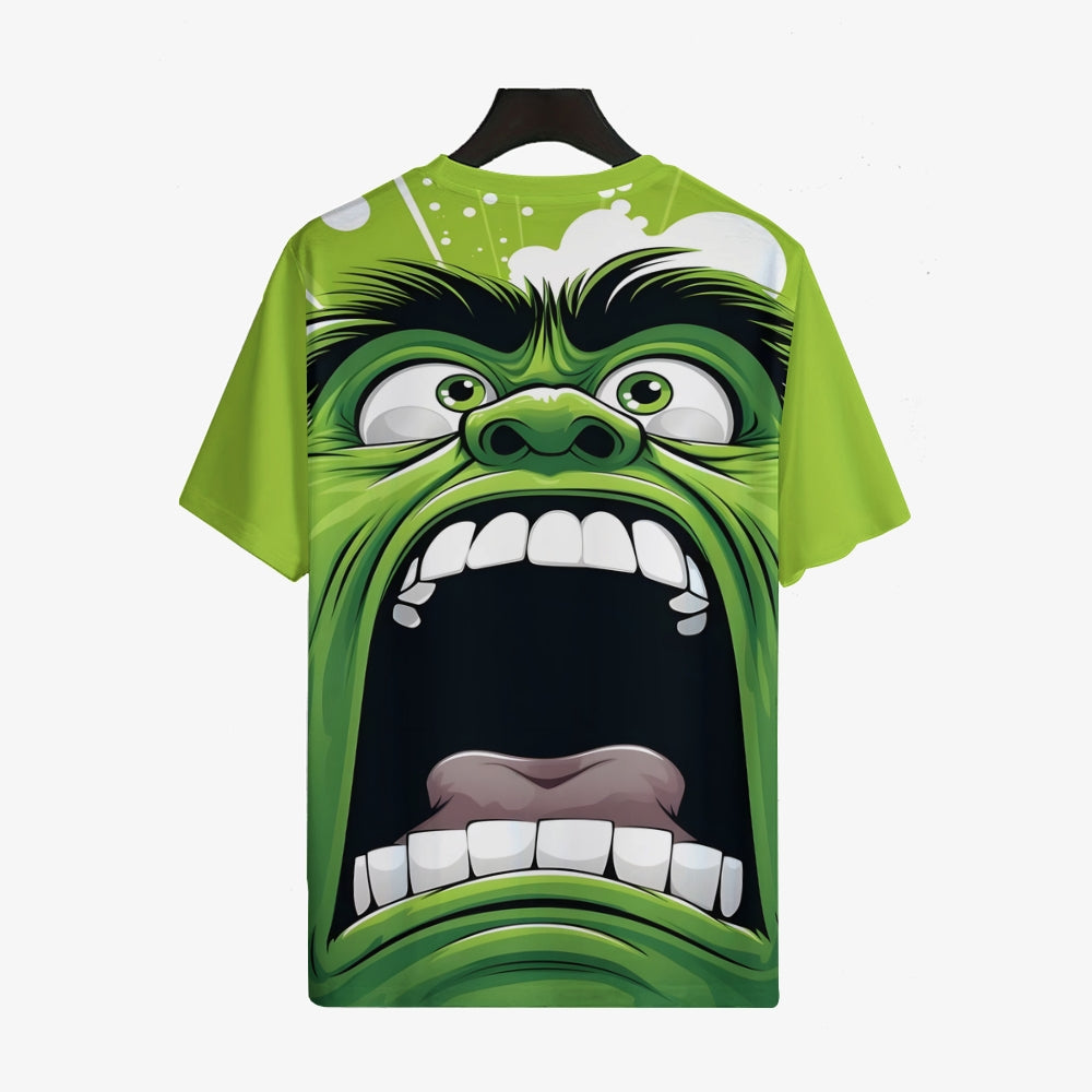 Men's Green Giant Pattern 3D Print Crew Neck Short Sleeve T-shirt 2408006328