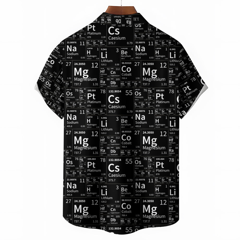 Retro Letters Geometric 3D Digital Print Men's Button Pocket Short Sleeve Shirt 2408006676