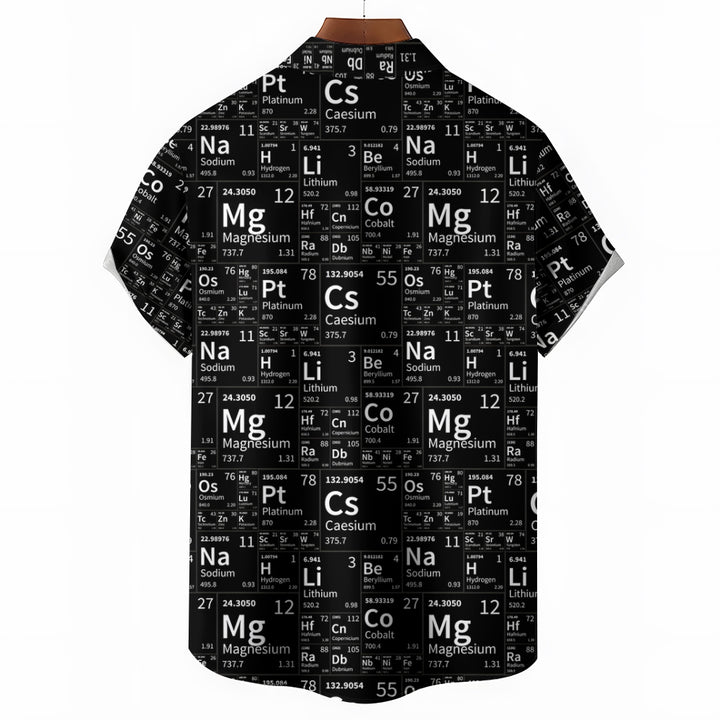 Retro Letters Geometric 3D Digital Print Men's Button Pocket Short Sleeve Shirt 2408006676