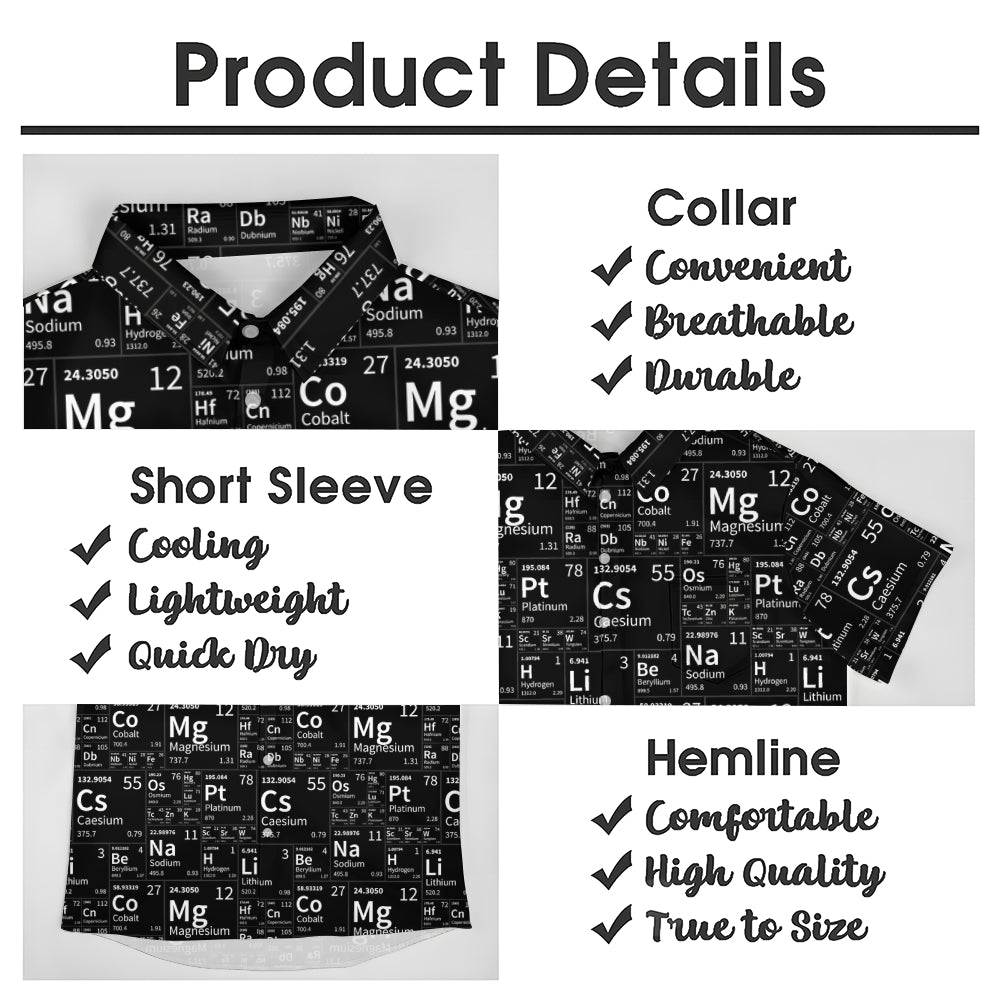 Retro Letters Geometric 3D Digital Print Men's Button Pocket Short Sleeve Shirt 2408006676