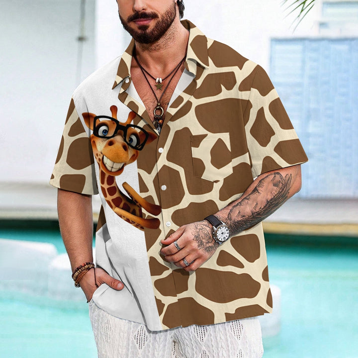 Men's Fun Giraffe Print Short Sleeve Shirt 2408006781