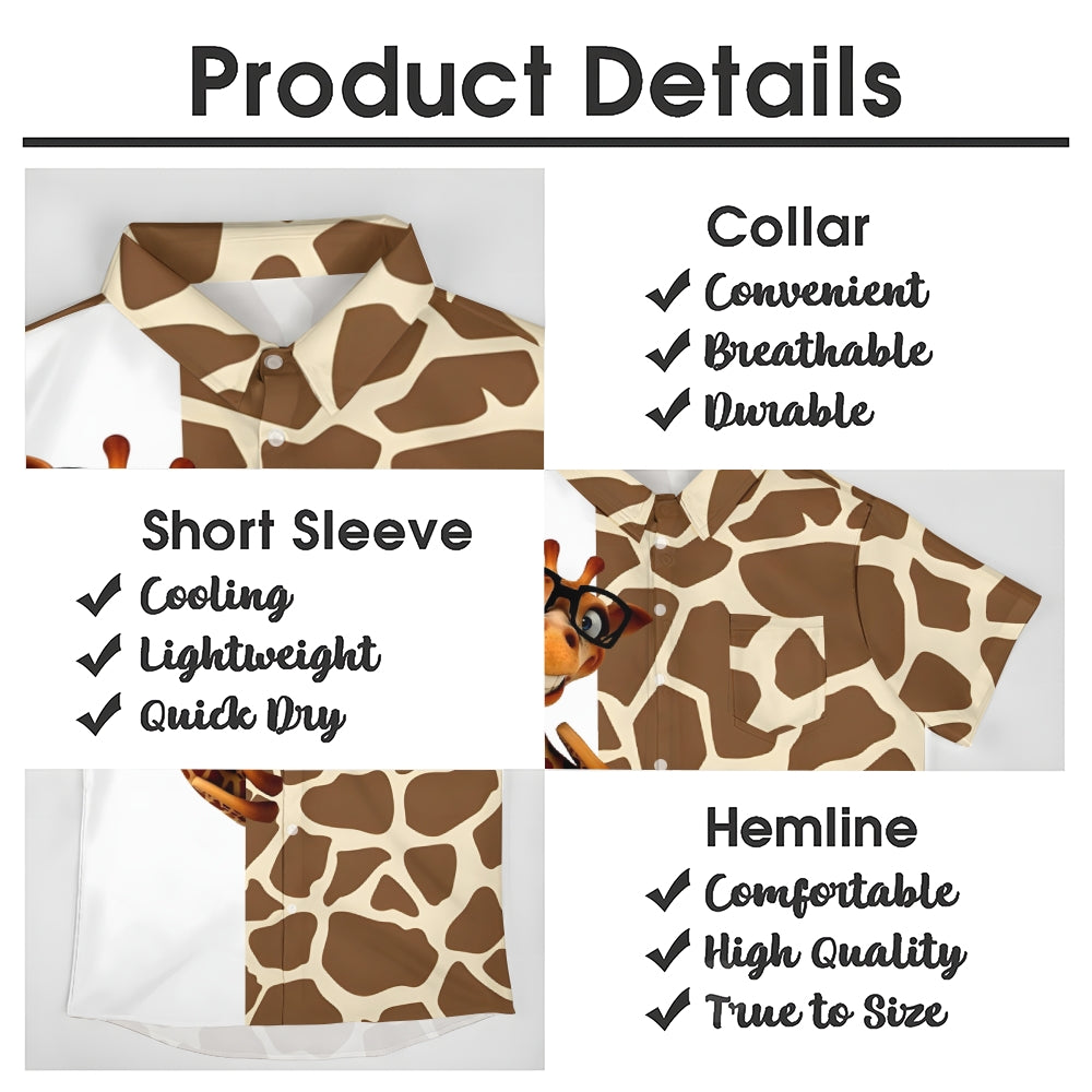 Men's Fun Giraffe Print Short Sleeve Shirt 2408006781