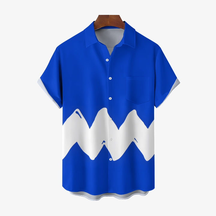 Men's Geometric Colorblock Short Sleeve Resort Shirt 2305102379