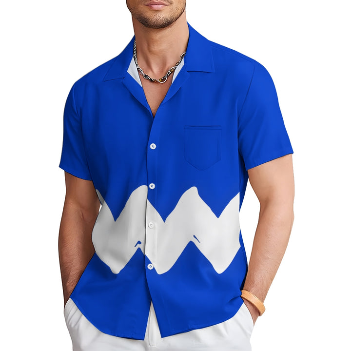 Men's Geometric Colorblock Short Sleeve Resort Shirt 2305102379