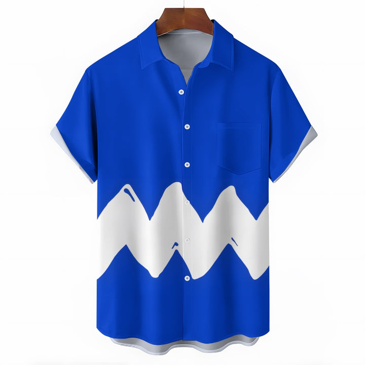 Men's Geometric Colorblock Short Sleeve Resort Shirt 2305102379