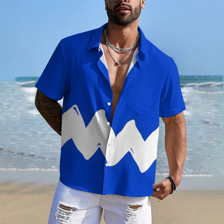 Men's Geometric Colorblock Short Sleeve Resort Shirt 2305102379