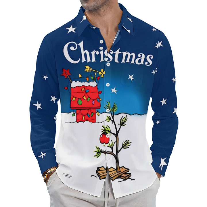 Men's Casual Cartoon Printed Long Sleeve Shirt 2311000711