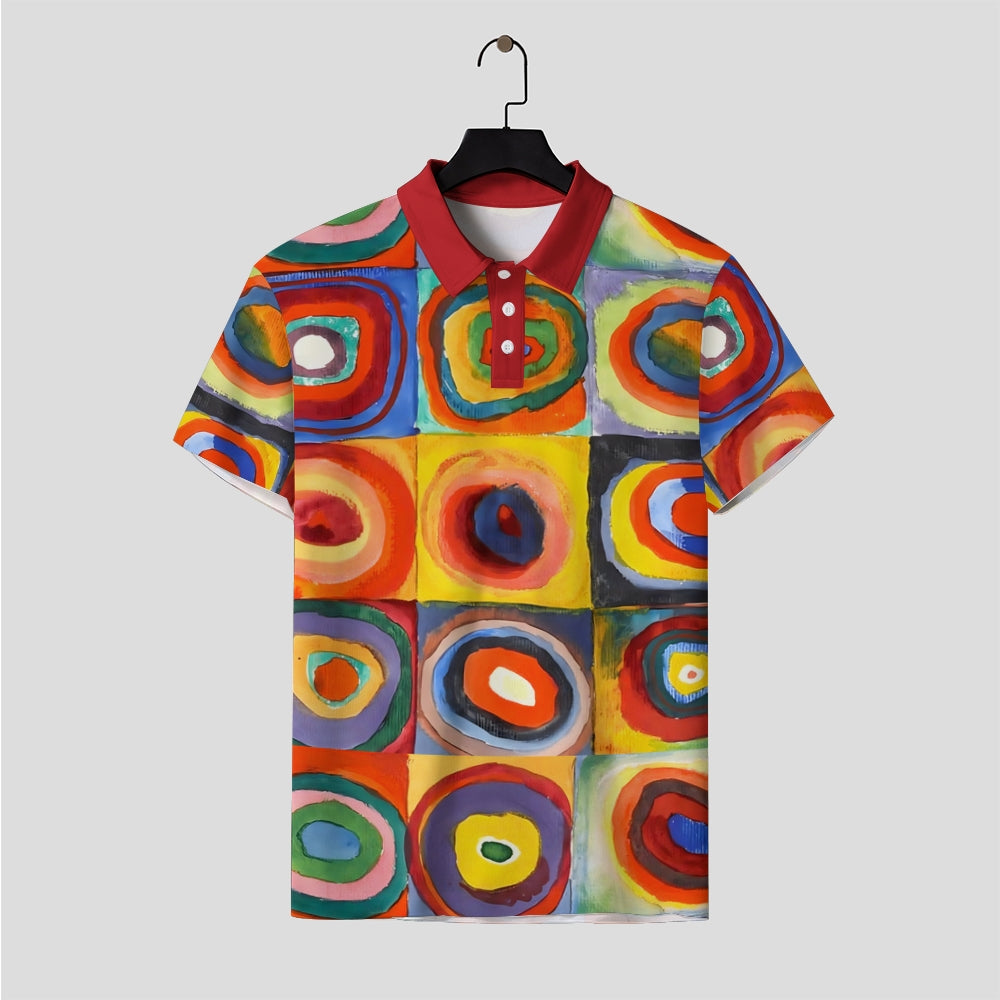 Men's Colorful Abstract Geometric Pop Art Printed Polo Shirt 2408008652