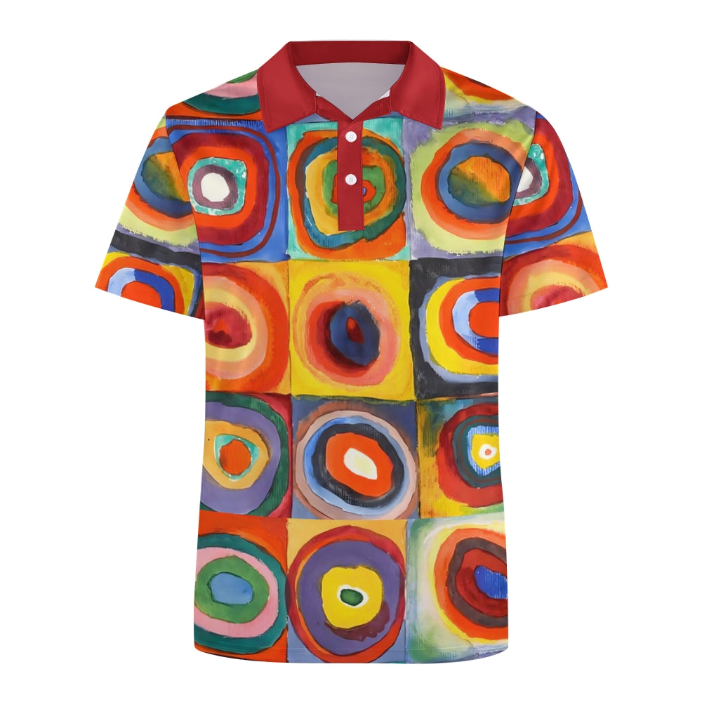 Men's Colorful Abstract Geometric Pop Art Printed Polo Shirt 2408008652