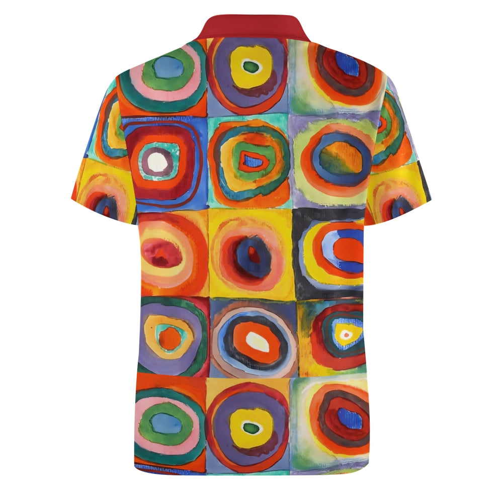 Men's Colorful Abstract Geometric Pop Art Printed Polo Shirt 2408008652