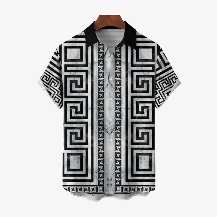 Classic Graphic Geometric Print Casual Short Sleeve Shirt 2404001500