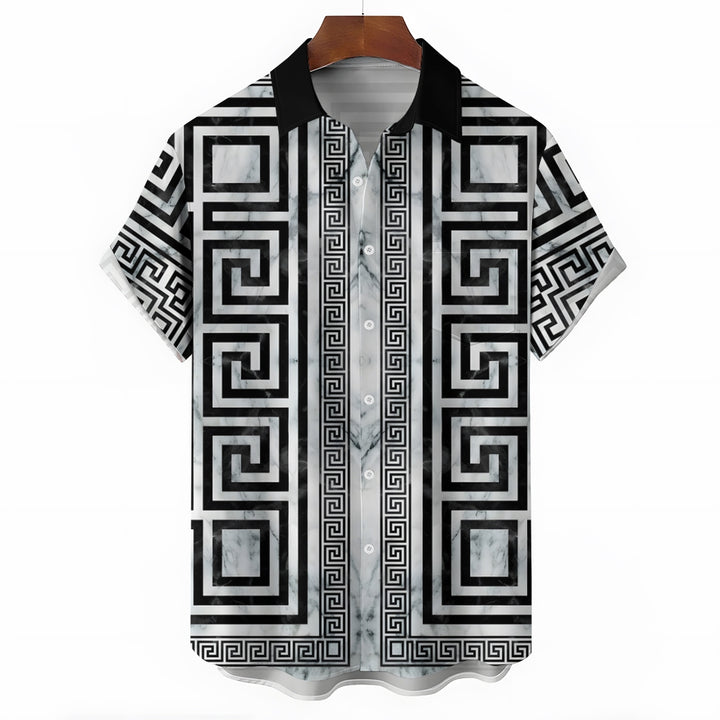 Classic Graphic Geometric Print Casual Short Sleeve Shirt 2404001500