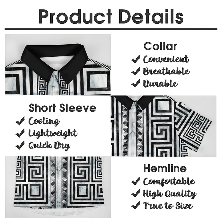 Classic Graphic Geometric Print Casual Short Sleeve Shirt 2404001500