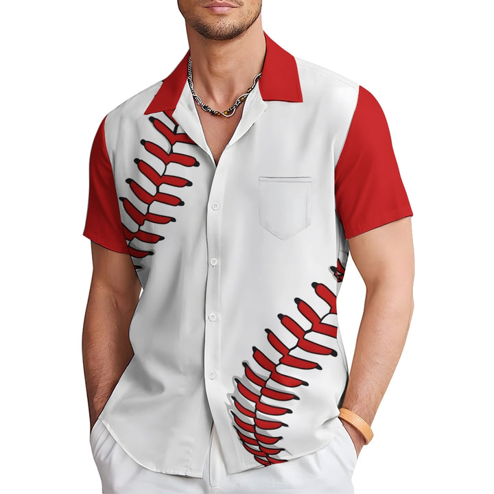 Men's Baseball Elements Casual Short Sleeve Shirt 2403000799