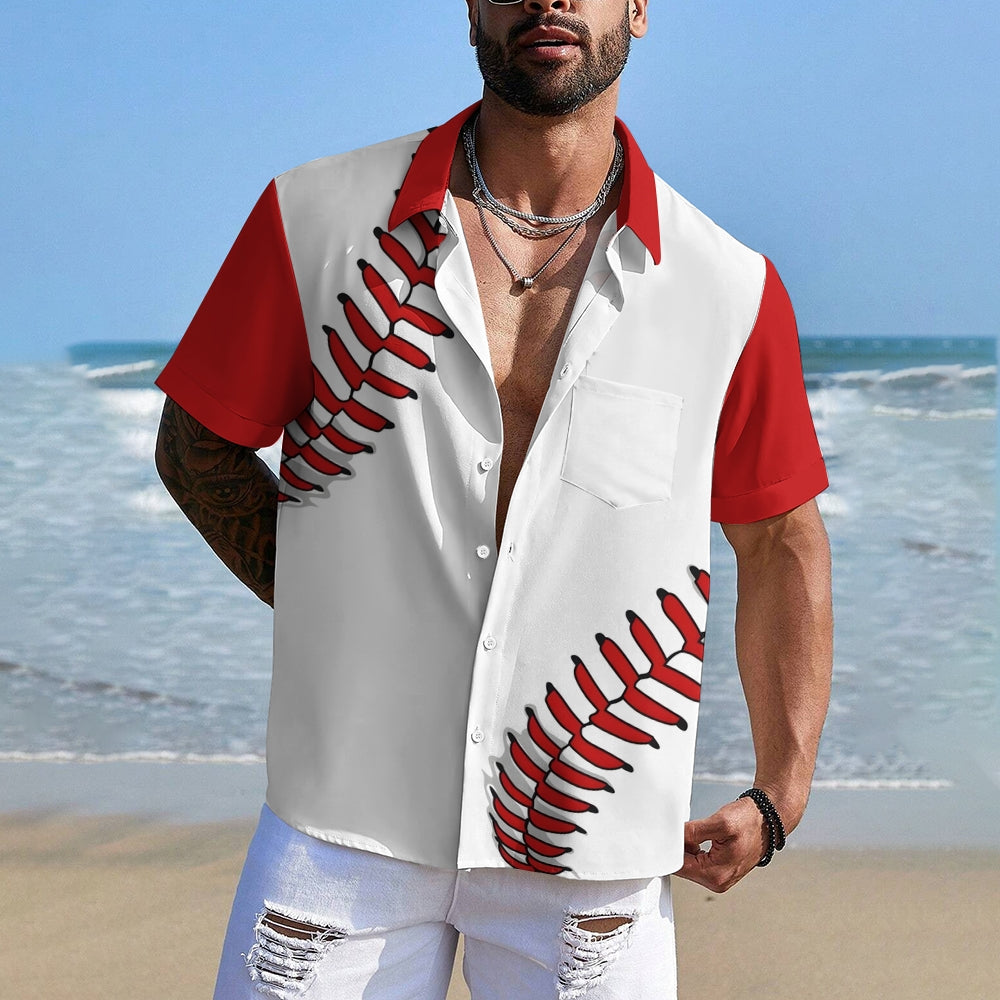 Men's Baseball Elements Casual Short Sleeve Shirt 2403000799