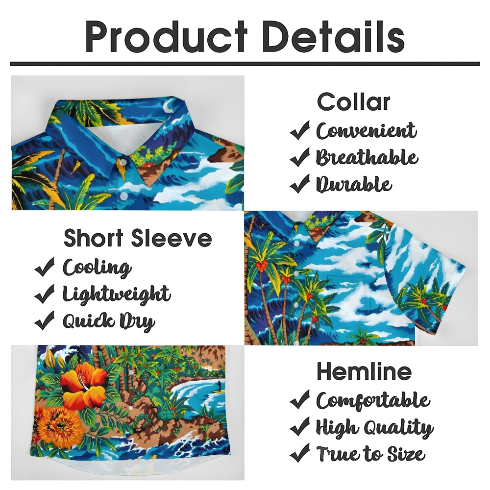 Men's Hawaiian Coconut Tree Casual Short Sleeve Shirt 2403000577