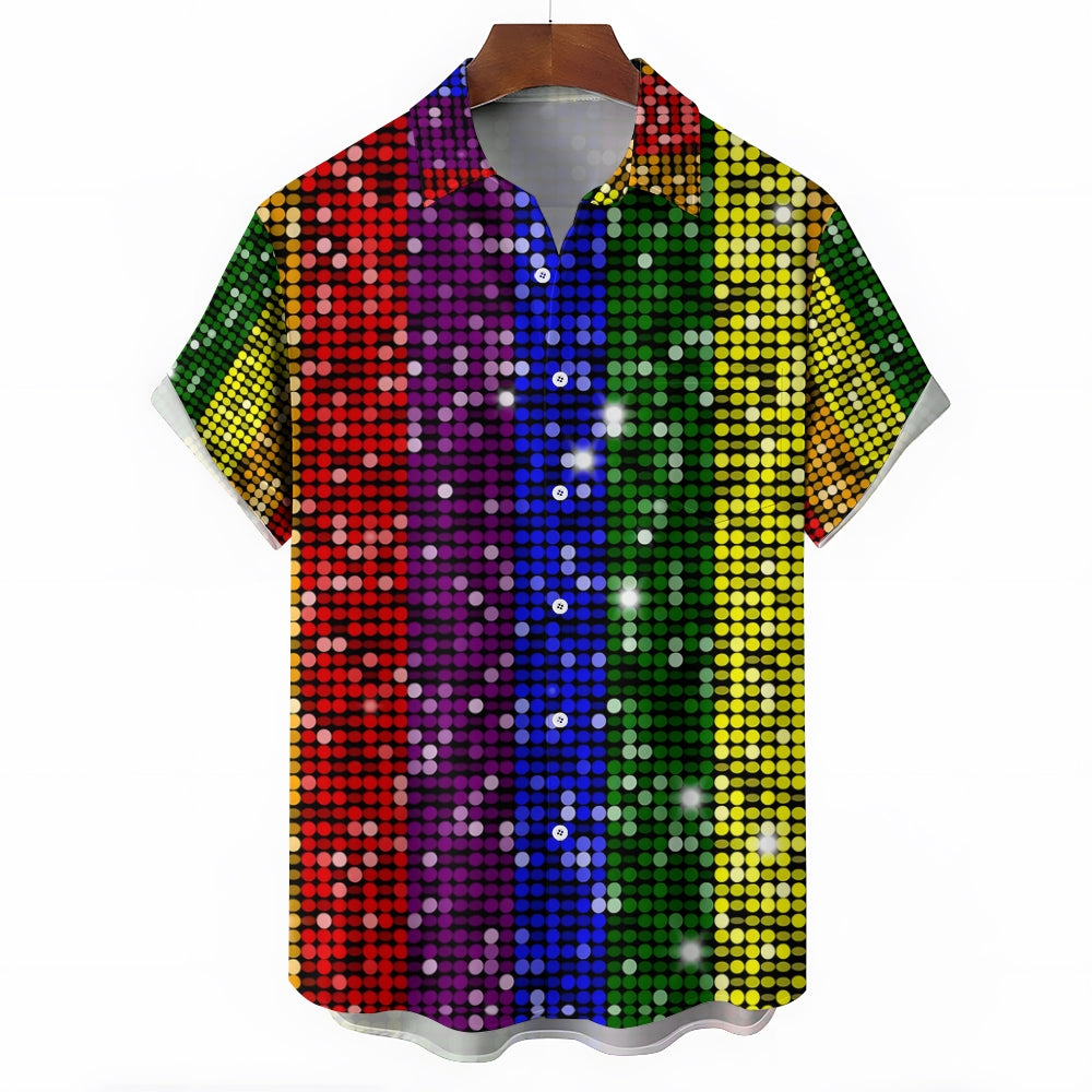 Men's bright contrast print short-sleeved shirt 2408009354