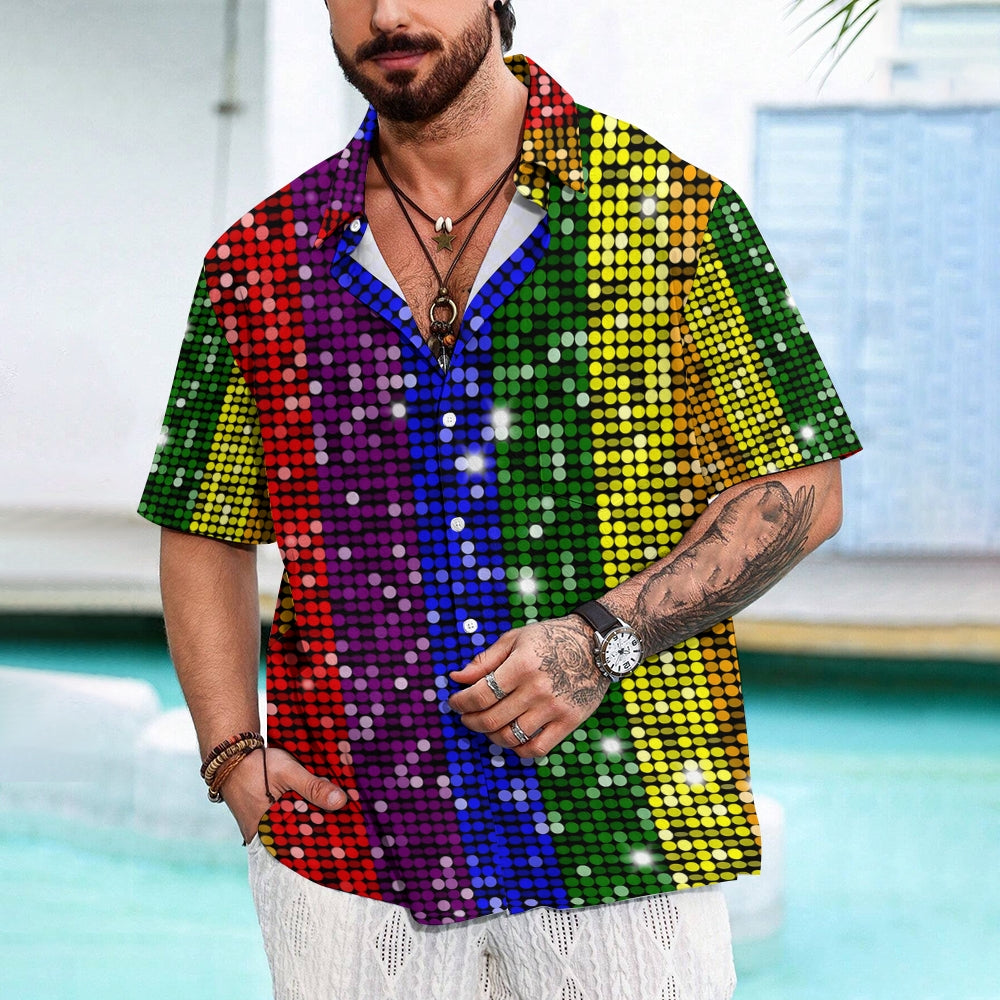 Men's bright contrast print short-sleeved shirt 2408009354