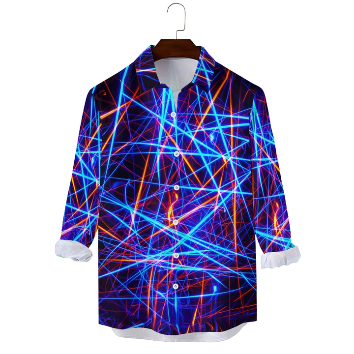 Men's Vibrant Colorful Pattern Long Sleeve Shirt 2408009467