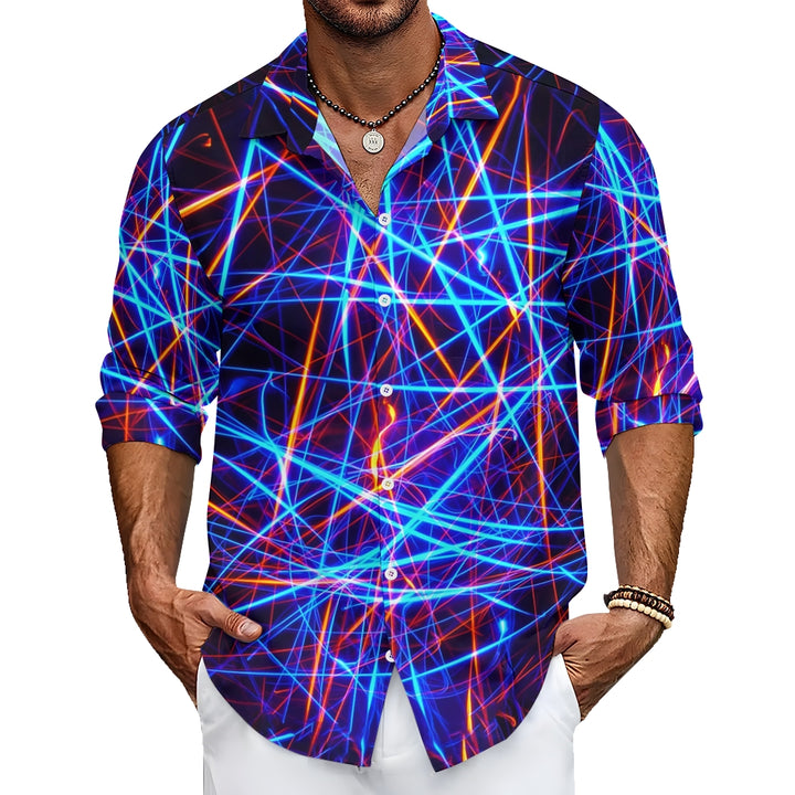 Men's Vibrant Colorful Pattern Long Sleeve Shirt 2408009467