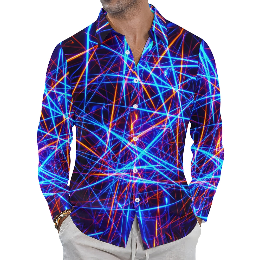 Men's Vibrant Colorful Pattern Long Sleeve Shirt 2408009467