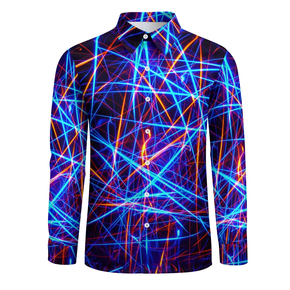 Men's Vibrant Colorful Pattern Long Sleeve Shirt 2408009467