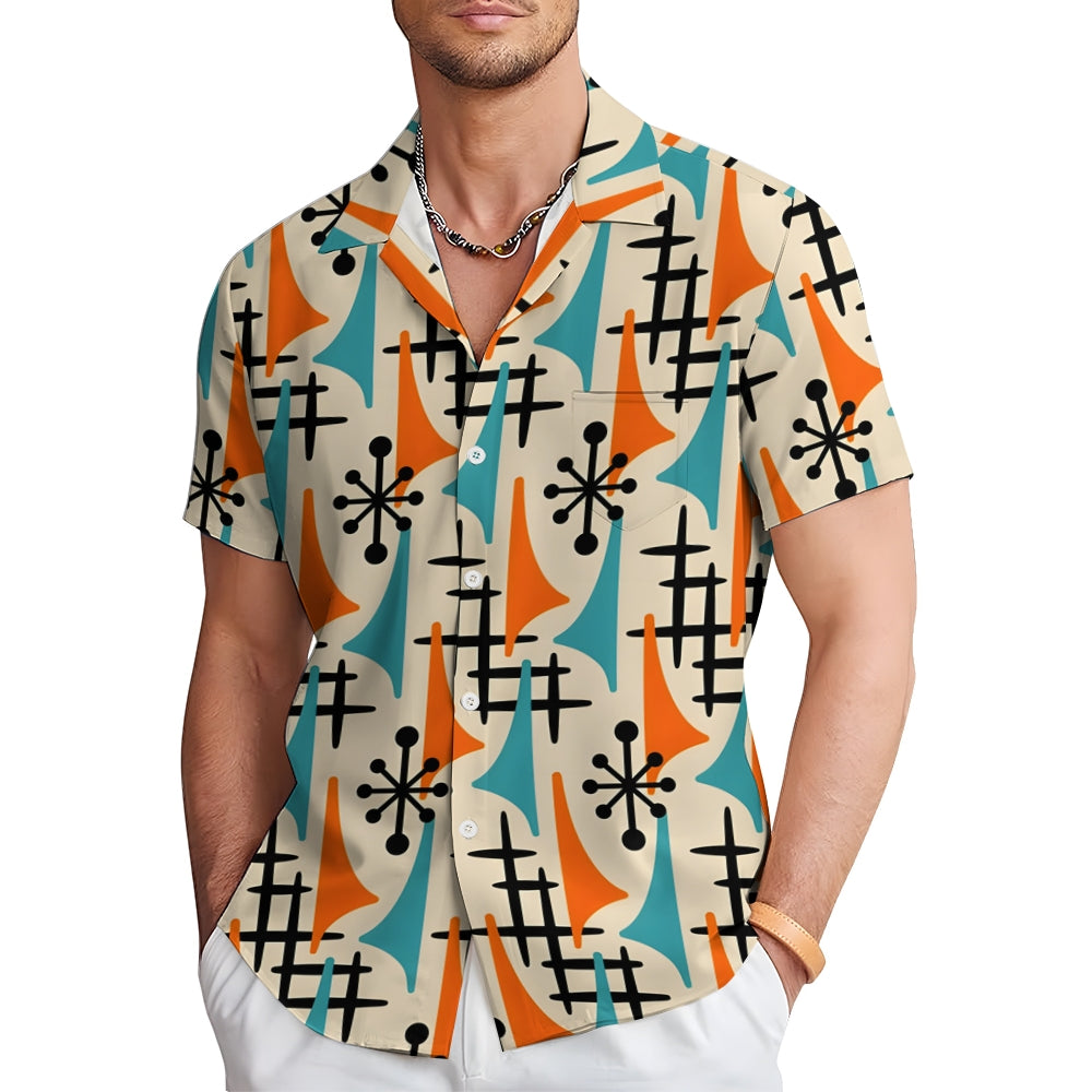 Men Casual Geometric Short Sleeve Shirt 2408010038