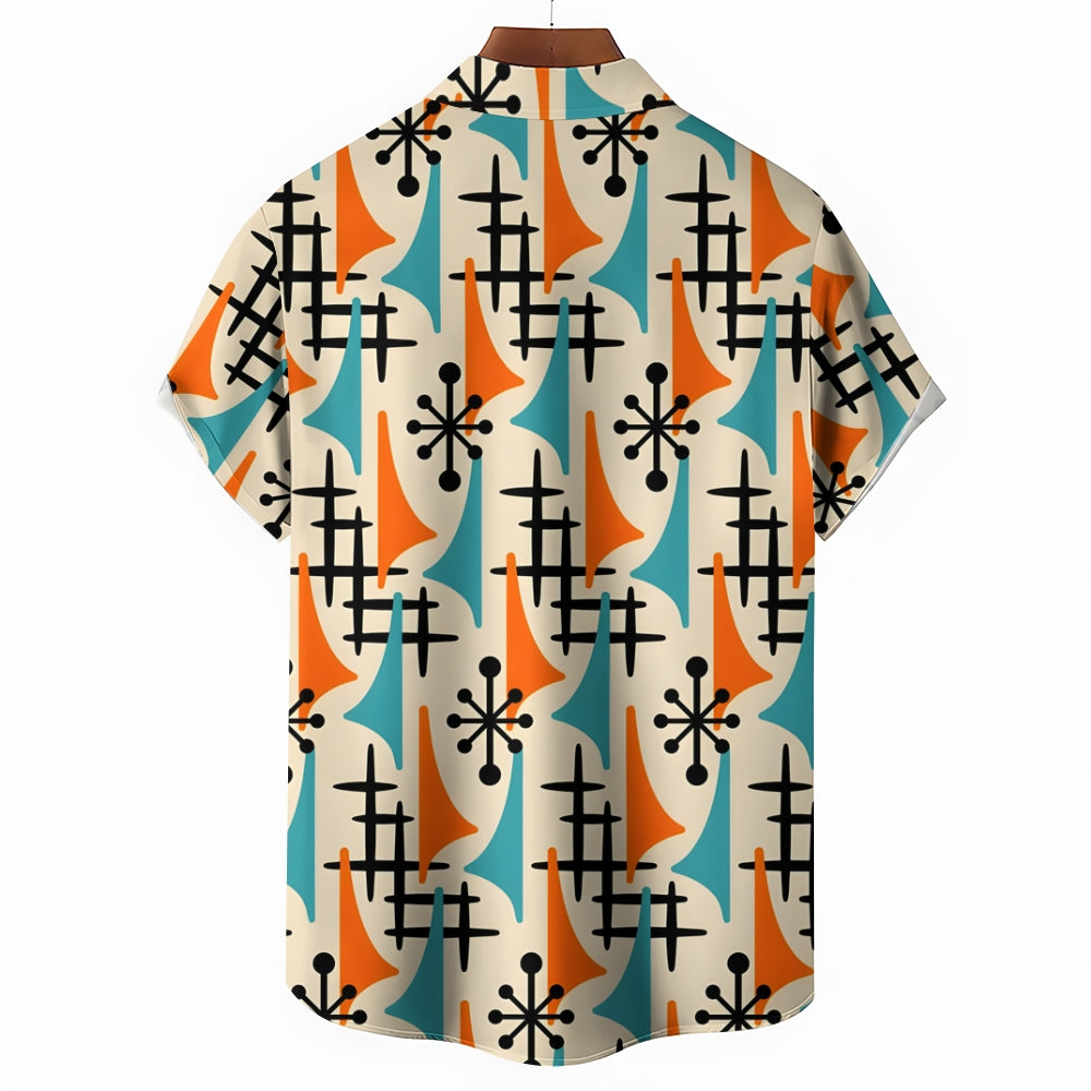 Men Casual Geometric Short Sleeve Shirt 2408010038