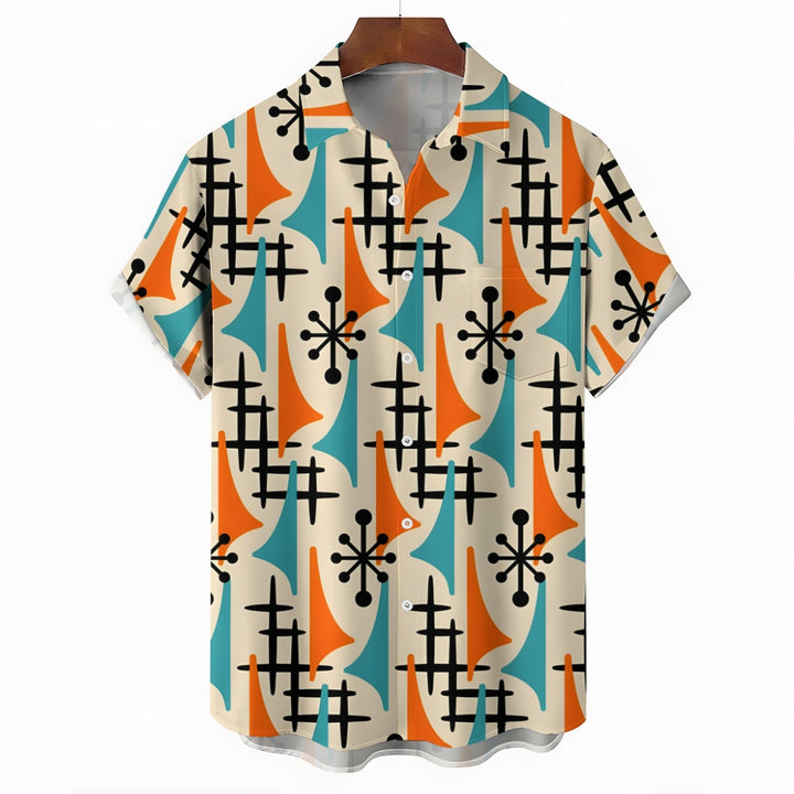 Men Casual Geometric Short Sleeve Shirt 2408010038