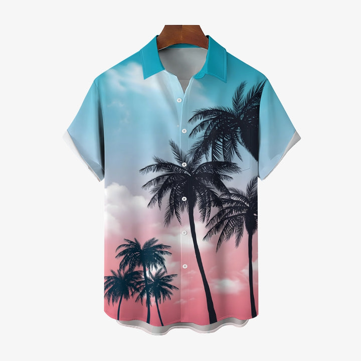 Coconut Tree Hawaiian Casual Large Size Short Sleeve Shirt 2408010045