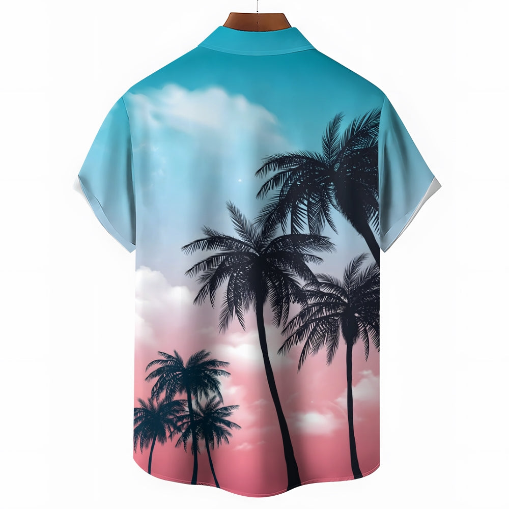 Coconut Tree Hawaiian Casual Large Size Short Sleeve Shirt 2408010045